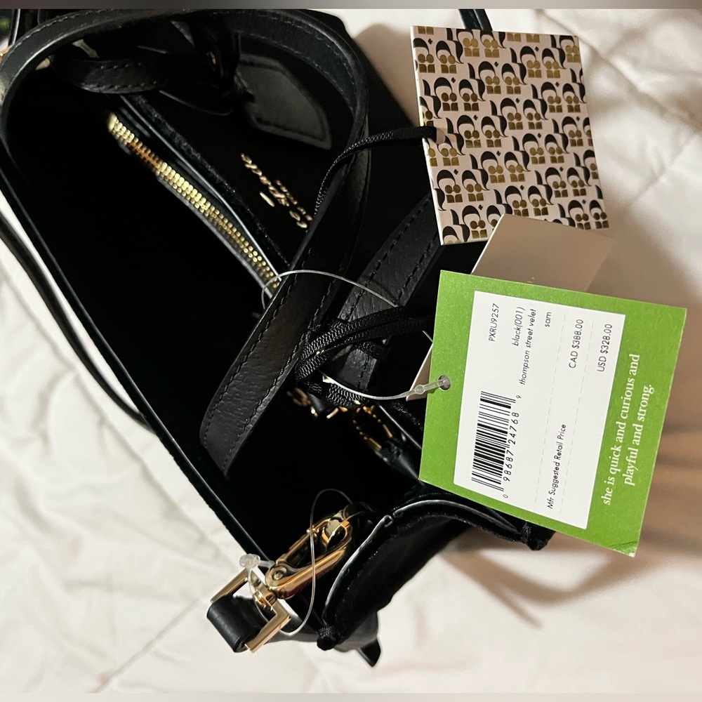 Kate Spade- black velvet ‘Thompson Street’ bag. NWT. - Picture 3 of 7